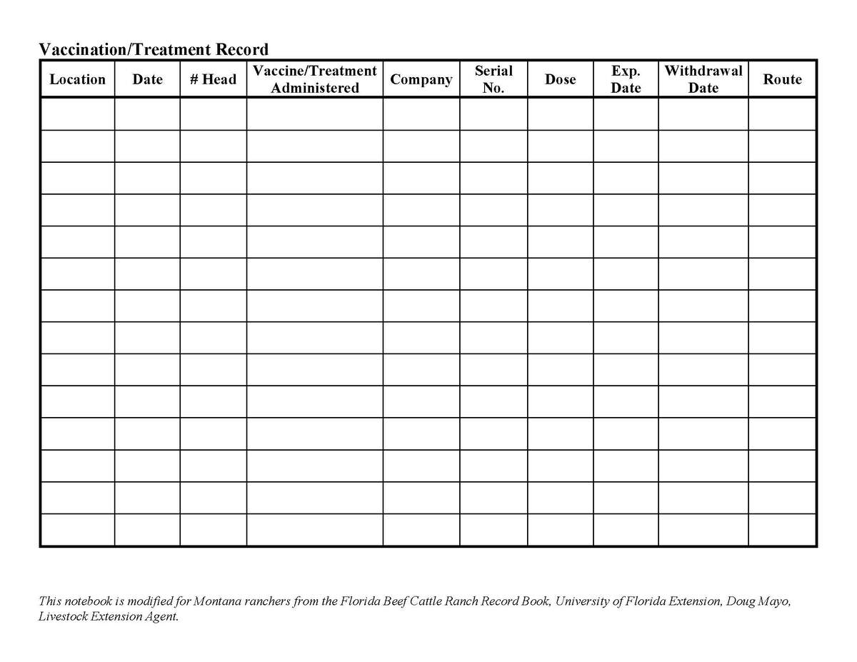 Rancher Notebook Vaccination Record Extension Beef Cattle Program Montana State University Rancher Notebook Vaccination Record Extension Beef Cattle Program Montana State University