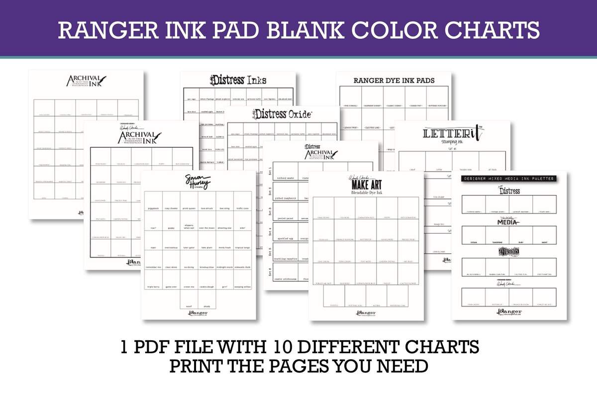 Ranger Ink Pad Blank Color Charts FREE DOWNLOAD Tim Holtz Distress Ink Pad Colour Chart 2023 Paula Pascual