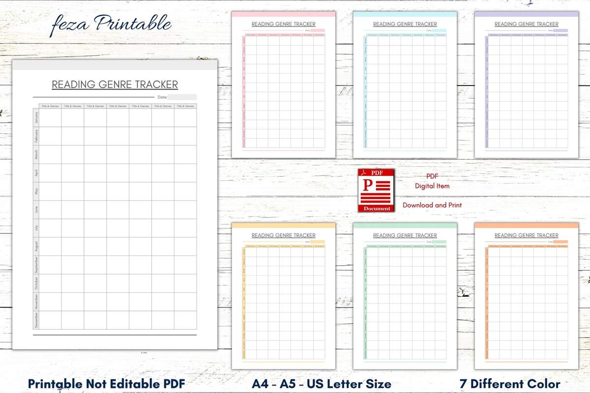 Reading Genre Tracker Printable Template Reading Genre Chart Reading Log Book Tracker Reading Genre Sheet Reading Journal Book Genres Etsy