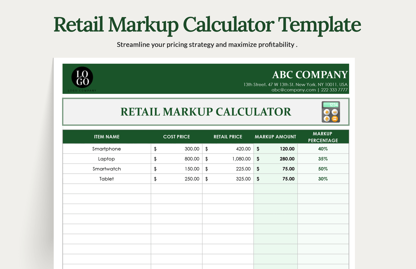 Retail Markup Calculator Template In Excel Google Sheets Download Template DISCOUNT PROFIT CALCULATOR Profit Margin Calculator Excel Calculating Program Calculate Profit Margin Discounted Price Etsy