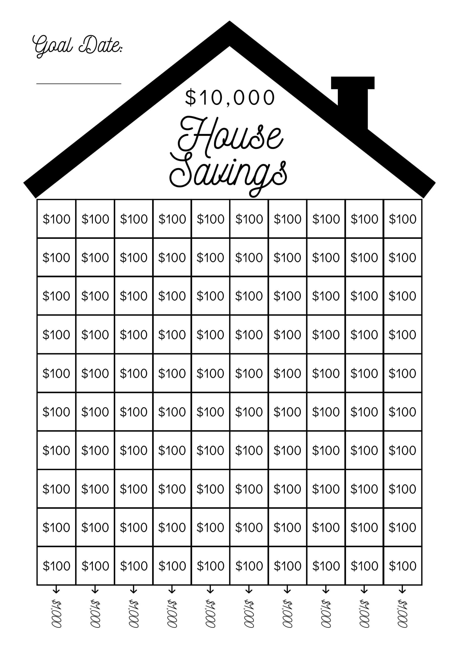 Savings Tracker Printable Saving For House Down Payment Printable House Savings Chart Down Payment House Deposit