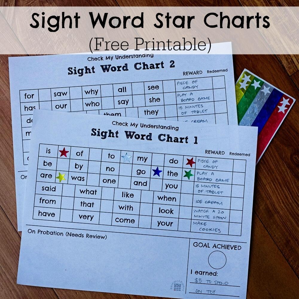 Sight Word Star Charts ResearchParent