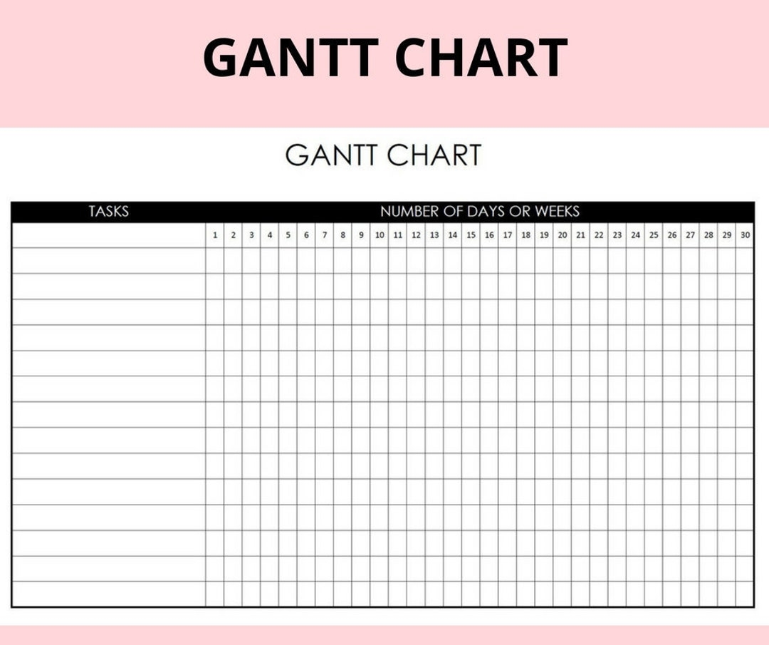 Simple Project Gantt Chart Diagram Template Project Management To Plan And Schedule Timeline Digital Download Etsy