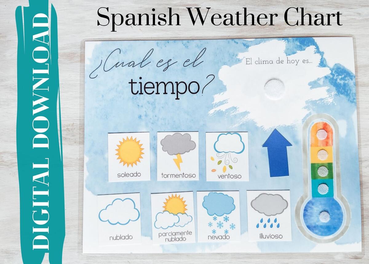 Bilingual Spanish Weather Chart Poster El Clima Climate Prints Printable Bilingual Preschool Classroom Decor Etsy Israel