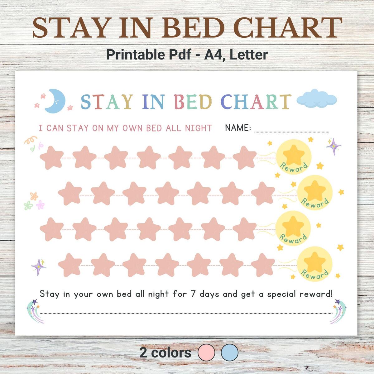 Stay In Bed Chart Kids Printable Behavior Routine digital Download Etsy