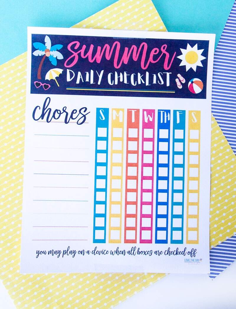 Summer Chore Chart Template By Lindi Haws Of Love The Day Summer Chore Chart Template By Lindi Haws Of Love The Day