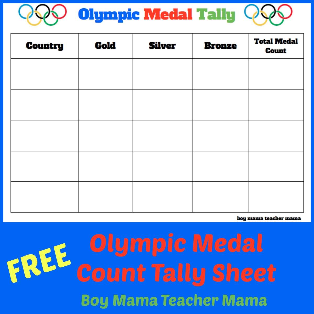Teacher Mama FREE Olympic Medal Count Tally Sheet Boy Mama Teacher Mama Teacher Mama FREE Olympic Medal Count Tally Sheet Boy Mama Teacher Mama