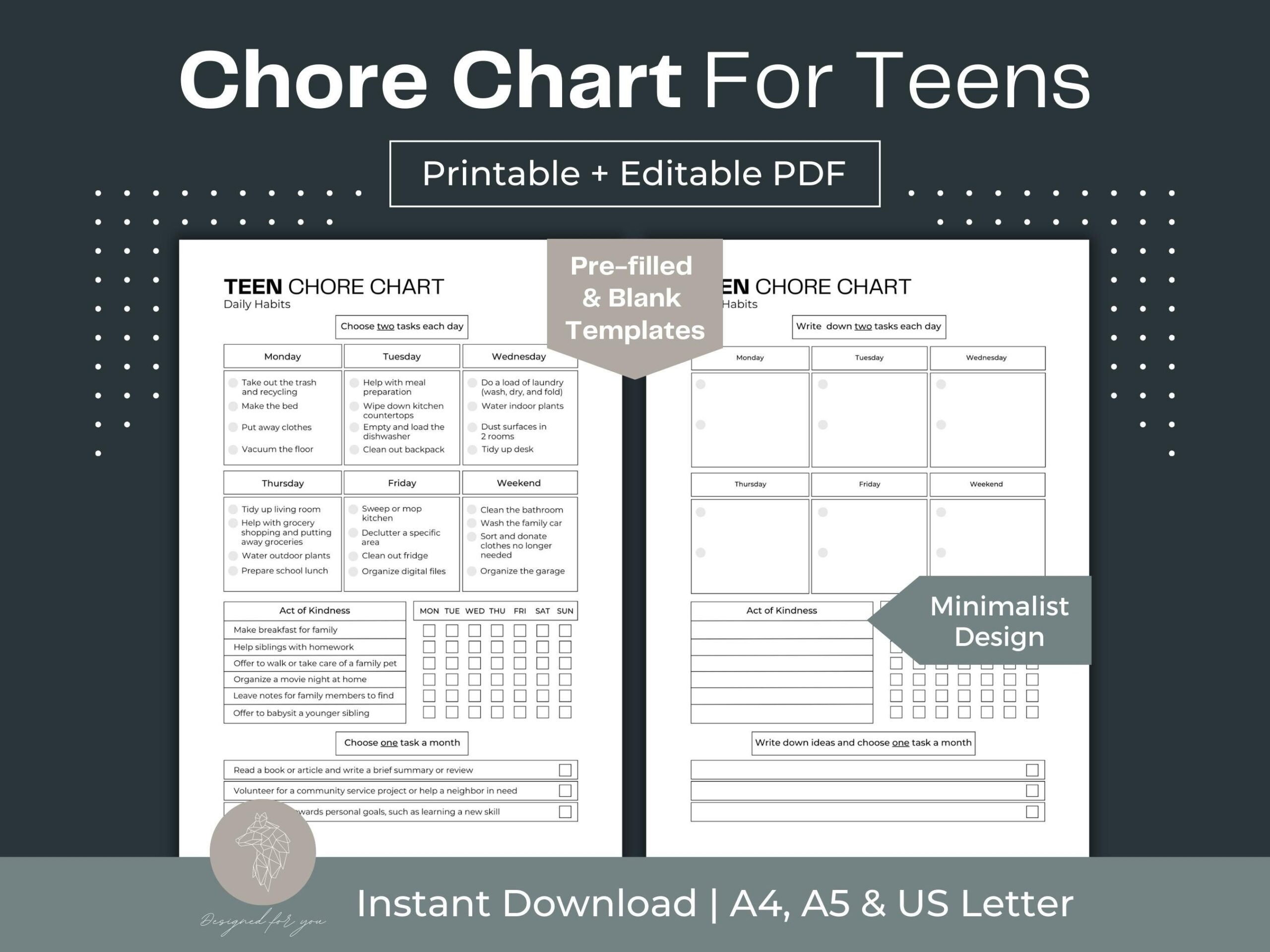 Teen Chore Chart Printable Fillable PDF Cleaning Planner A4 A5 Letter Etsy Teen Chore Chart Printable Fillable PDF Cleaning Planner A4 A5 Letter Etsy