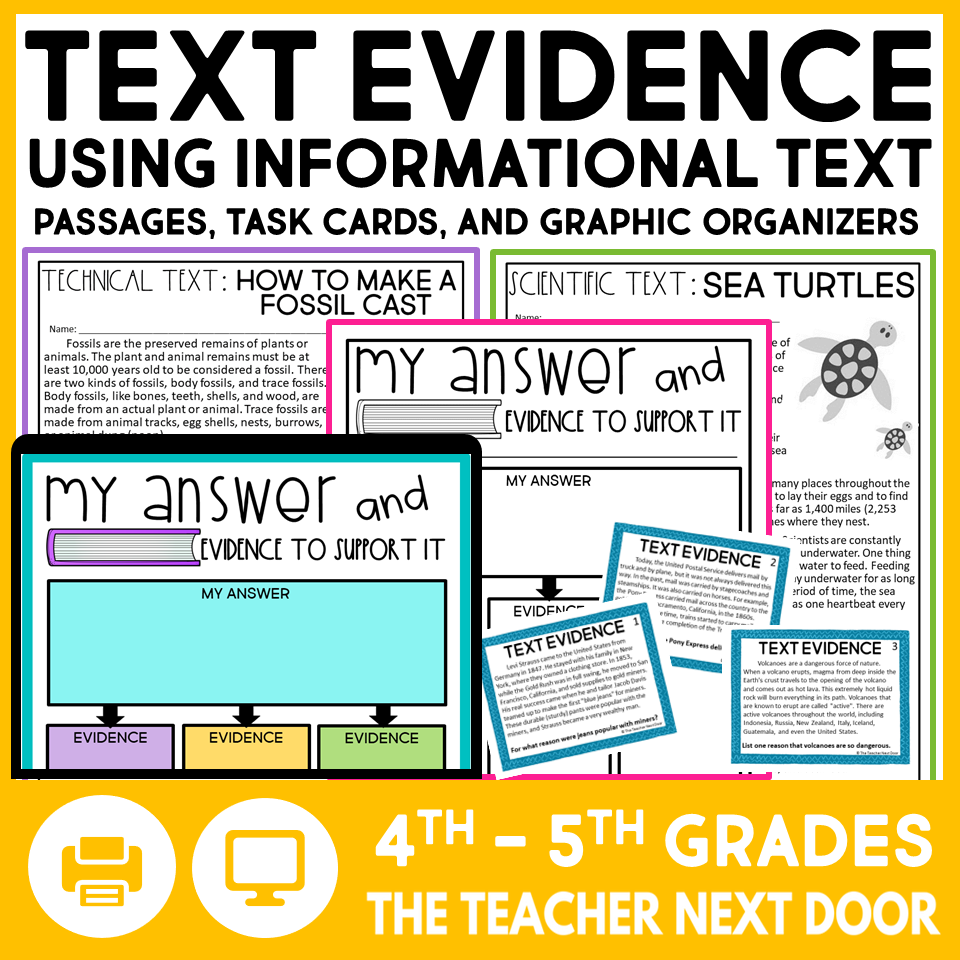 Text Evidence Using Informational Text For 4th 5th Grades In Print And Digital The Teacher Next Door Text Evidence Using Informational Text For 4th 5th Grades In Print And Digital The Teacher Next Door