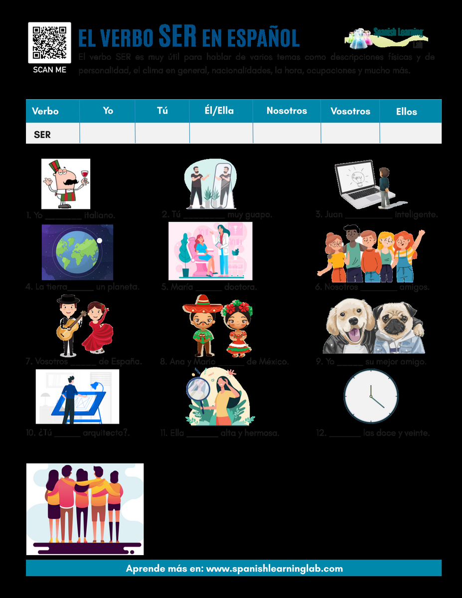 The Verb SER In Spanish PDF Worksheet Spanish Learning Lab The Verb SER In Spanish PDF Worksheet Spanish Learning Lab