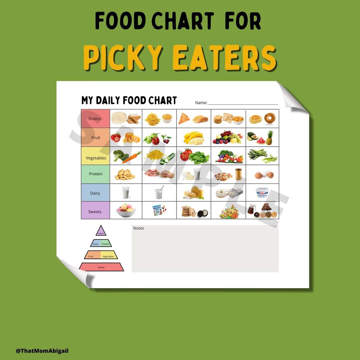 Toddler Food Pyramid Checklist Etsy