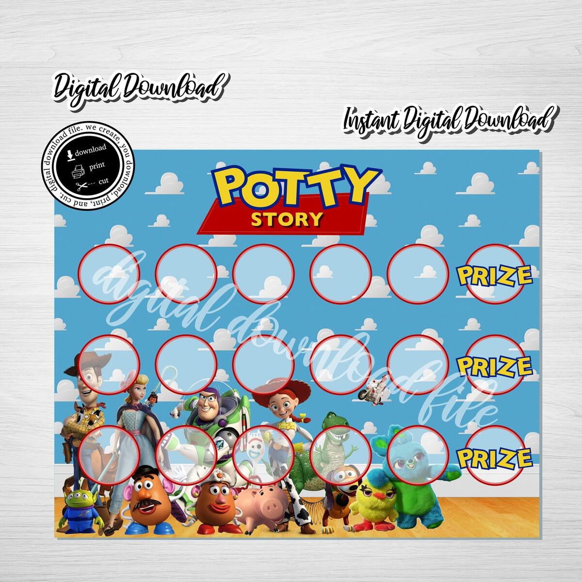 Toy Story Potty Training Chart Printable Reward Tracker digital Download Etsy