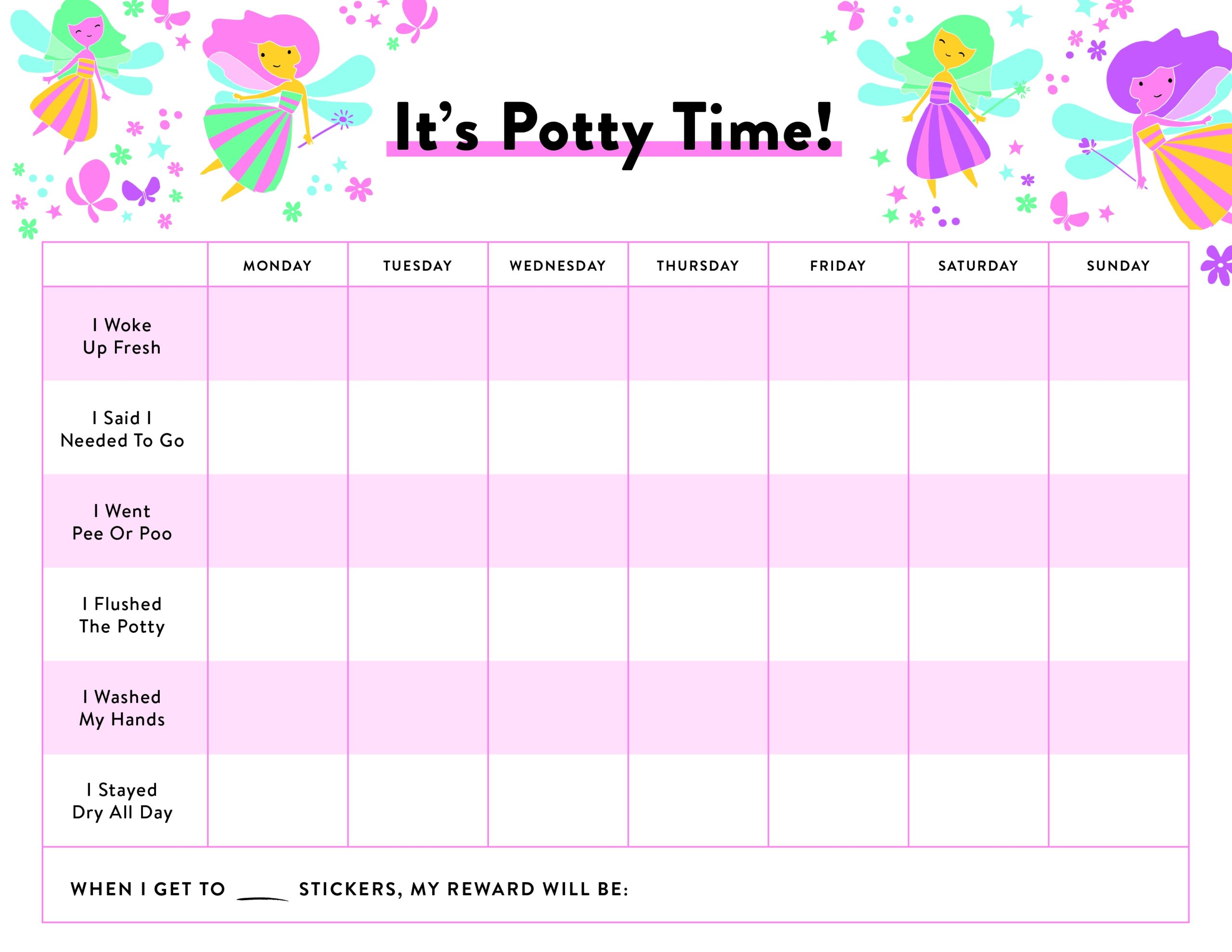 Training Pants Intro Honest Printable Potty Training Chart Girl Potty Chart Potty Training Sticker Chart Potty Training Reward Chart Toddler Reward Chart Etsy