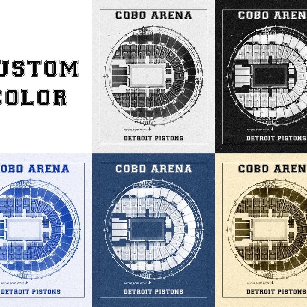 Vintage Cobo Arena Seating Chart Print Detroit Pistons Blueprint By Etsy Ufurnish