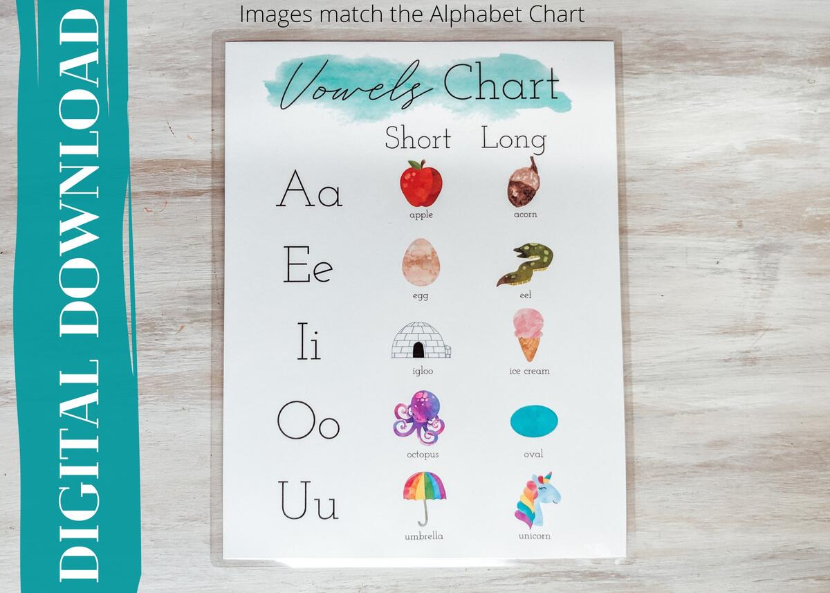 Vowels Chart Printable Homeschool Classroom Poster Digital Download Etsy Vowels Chart Printable Homeschool Classroom Poster Digital Download Etsy