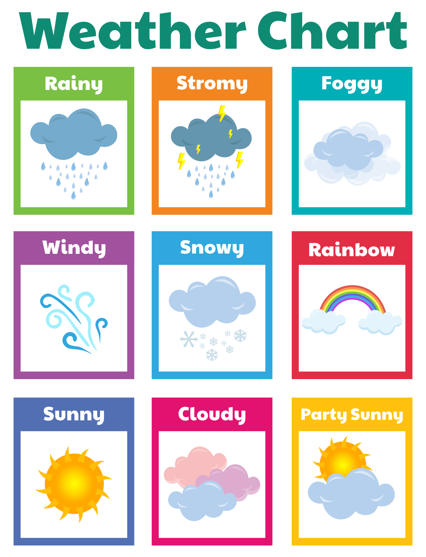 Weather Chart For Kids Printable Montessoriseries