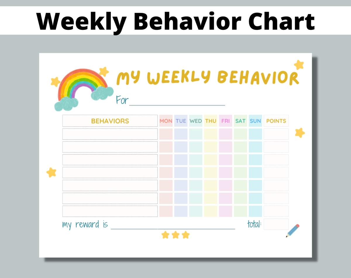 Weekly Behavior Chart Printable For Kids Students Classroom Preschool Kindergarten Home Editable Points Reward Chart Sticker Chart Etsy New Zealand Weekly Behavior Chart Printable For Kids Students Classroom Preschool Kindergarten Home Editable Points Reward Chart Sticker Chart Etsy New Zealand