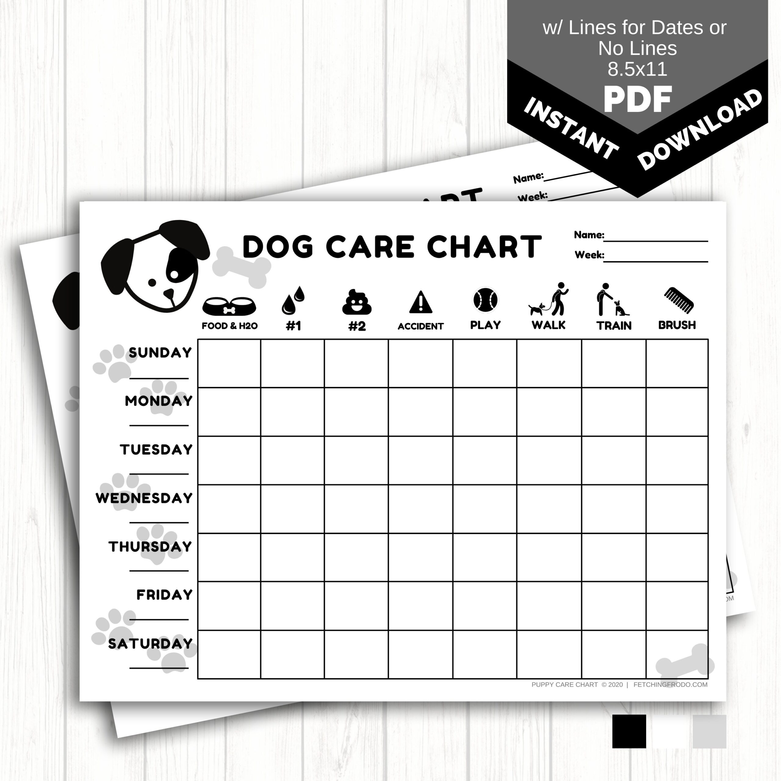 Weekly Puppy Care Chart PRINTABLE Dog Chore Chart For Kids New Puppy Routine Chart Dog Training Tracker INSTANT Download 8 5x11 PDF Etsy