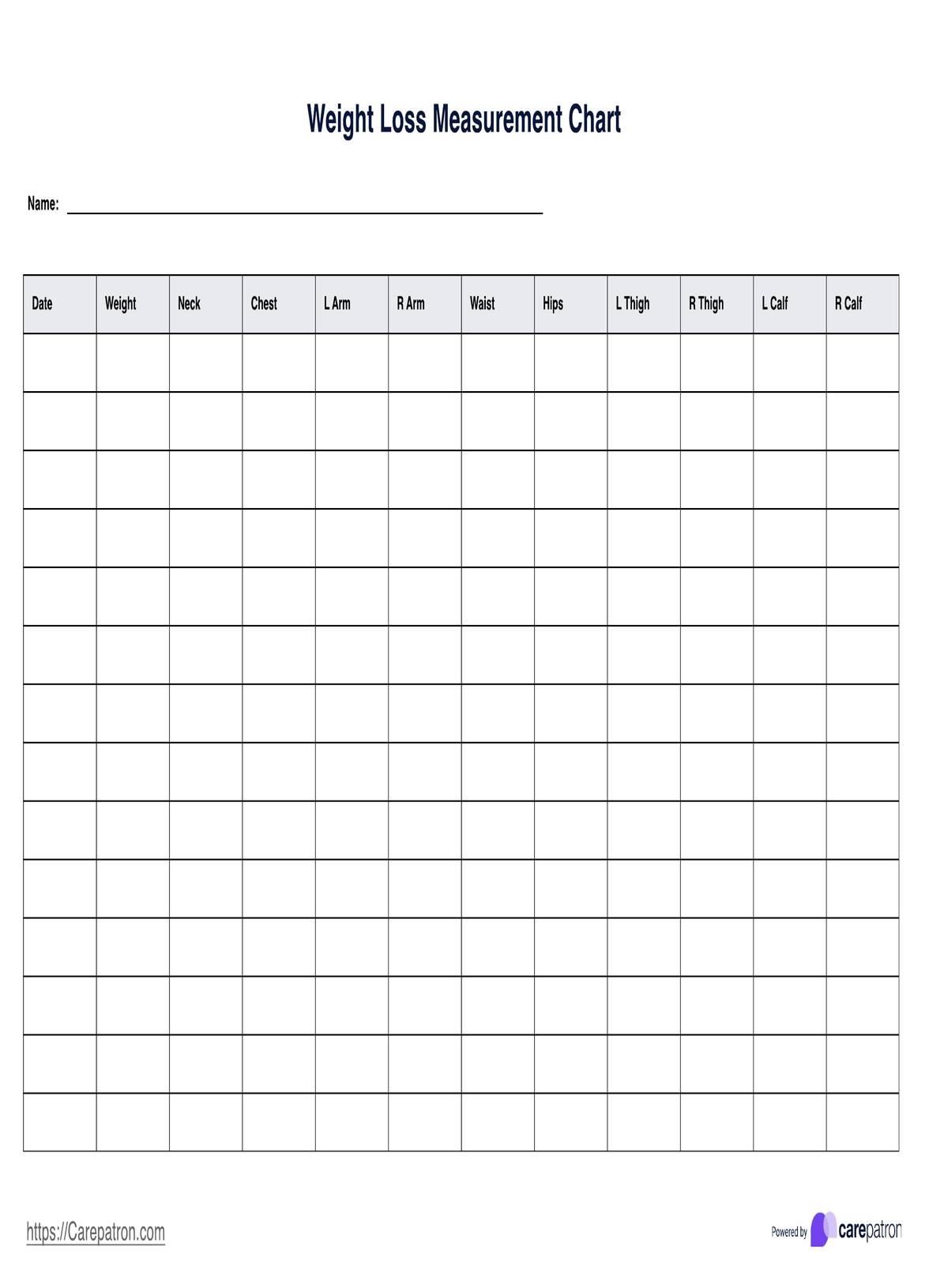 Weight Loss Measurement Chart Weight Loss Measurement Chart
