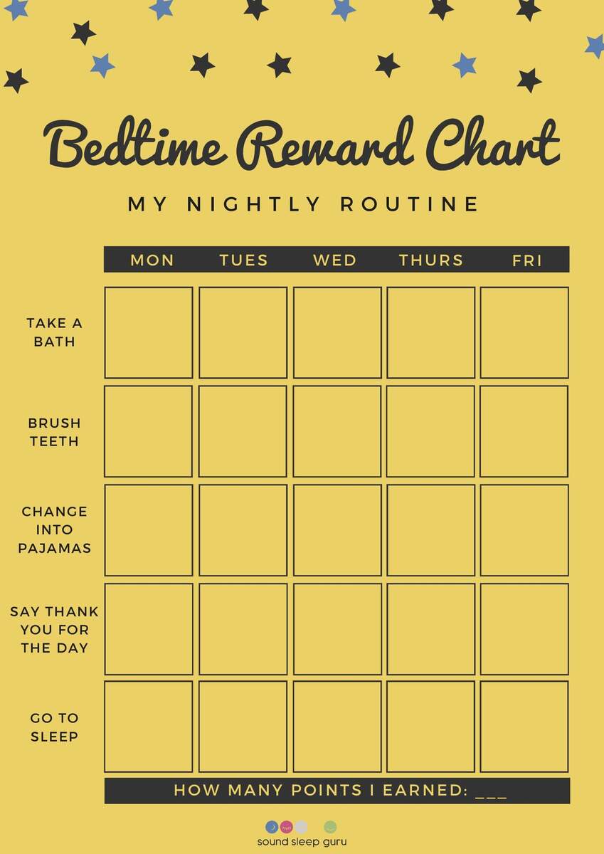 Yellow Stars Bedtime Reward Chart Yellow Stars Bedtime Reward Chart Sound Sleep Guru
